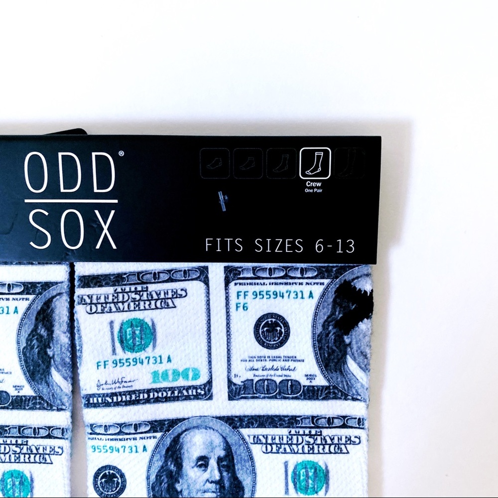 🆕 Odd Sox Money Benjamins 100 Bills Crew Socks - Picture 3 of 7